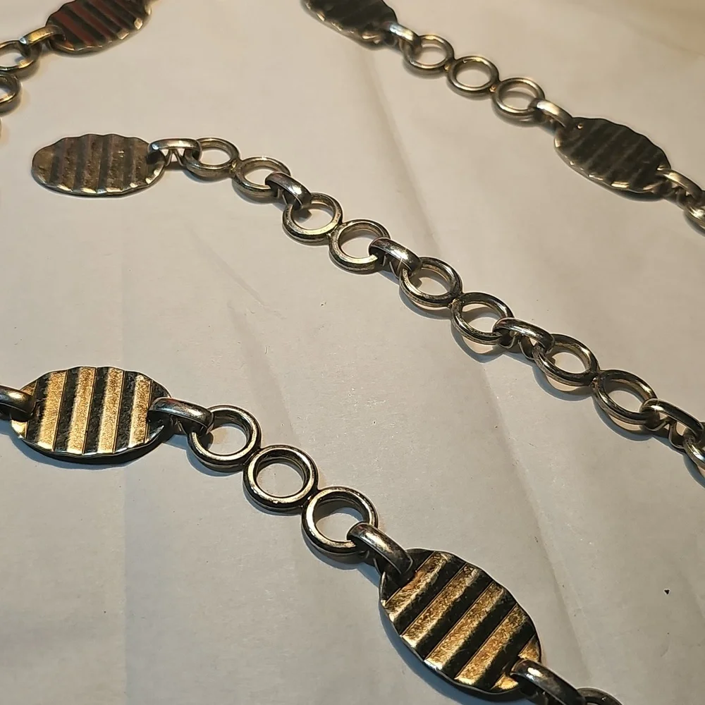 Striped Metal Chain Belt